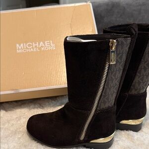 Michael Kors Dark Brown Boots with Gold Details